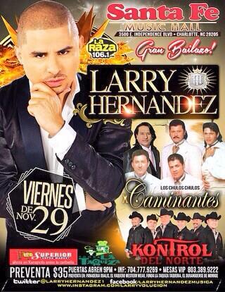 LarrymaniaVip's tweet photo. Gran Bailazo mañana en Charlotte, NC Santa Fe Music Hall @larryhernandez1 canta para ti! No falten a este gran baile http://t.co/Fvaqj2ZLTx