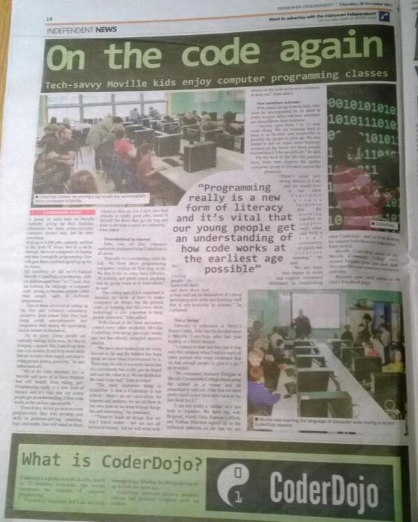 JohnPeto's tweet image. Nice piece about @MovilleDojo in the Inishowen Independent yesterday from @moville_red :-).