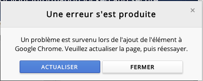 Error in Chrome store - in French