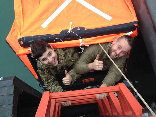 RoyalNavy's tweet image. Two men in a life-raft: Sultan friendship makes for success: royalnavy.mod.uk/News-and-Event…