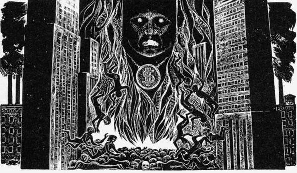 stevesilberman's tweet photo. Perfect icon of Black Friday: Lynd Ward's woodcut of Moloch, 1932. http://t.co/nLfcH0R9eR