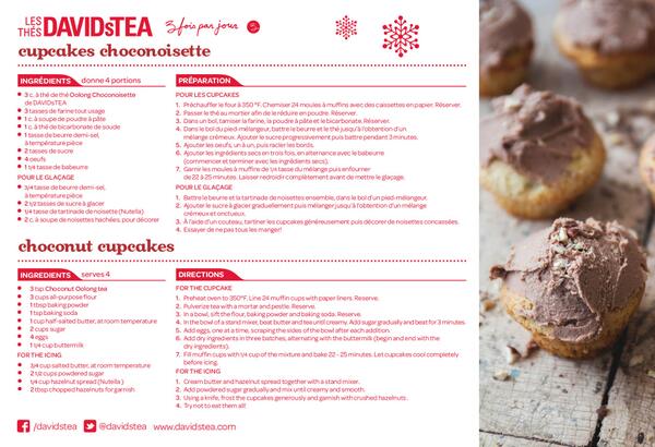 DAVIDsTEA's tweet photo. For those who weren't able to attend the #TroisFoisParJour event, here's @mariloubiz's Choconut Cupcake #TeaRecipe! http://t.co/OskDnhAYF9