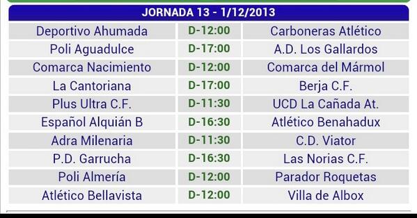 #senior #RPA D.01.12.2013 Jornada-13 Partidos y Horarios.