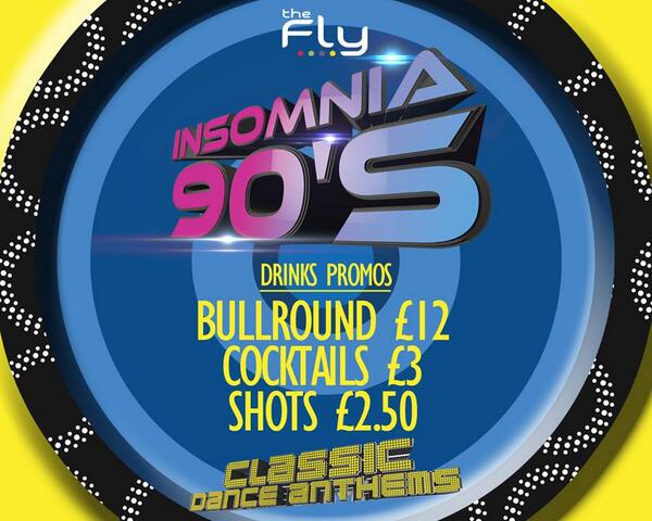 InsomniaBelfast's tweet photo. Check out the cracking drinks promos every Saturday night at #Insomnia90s @theflybelfast. #OldSkoolAnthems all night. http://t.co/uPmlcFtjRN