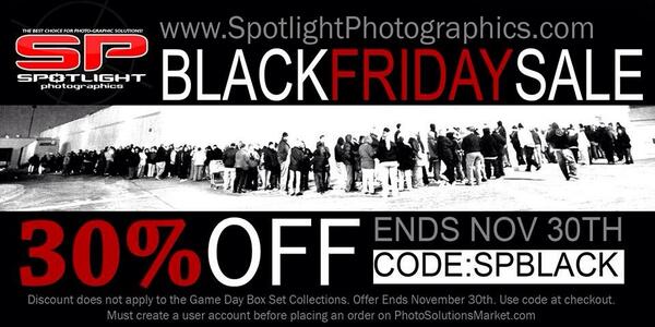 SPLGraphics's tweet image. It is Black Friday at Spotlight!  Use code SPBLACK and get 30% off your order! #BlackFriday #sales @GAuthority