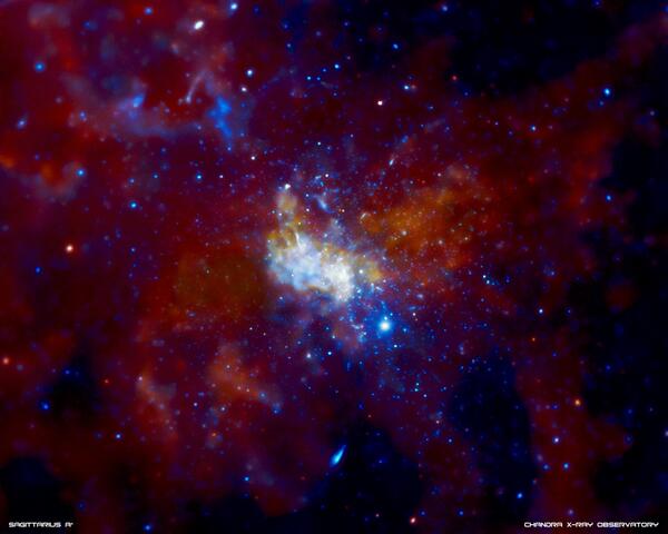 NASA's tweet photo. In the Milky Way's center is supermassive black hole Sagittarius A. Here's @ChandraXRay's pic:  #BlackHoleFriday http://t.co/FZLsytiVTV