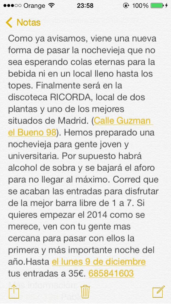 carlitostr24's tweet photo. NOCHEVIEJA SALA RICORDA. 685841603 - 689557129 http://t.co/JfnXIxWBBp