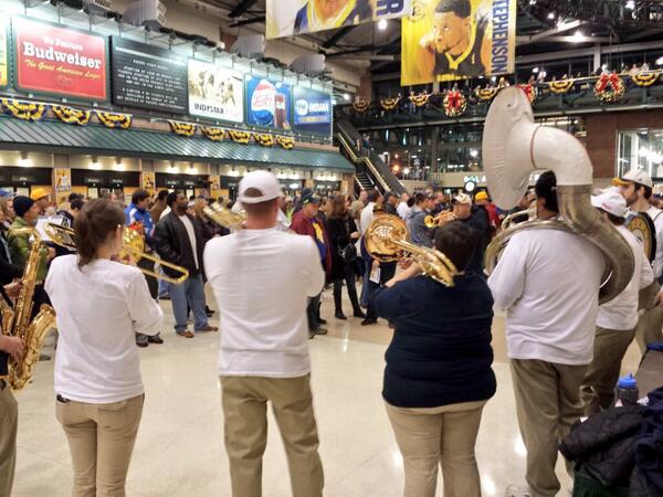 Indiana #Pacers pep band entertaining the early crowd before the Wizards game. RT if you see us at Bankers Life!
