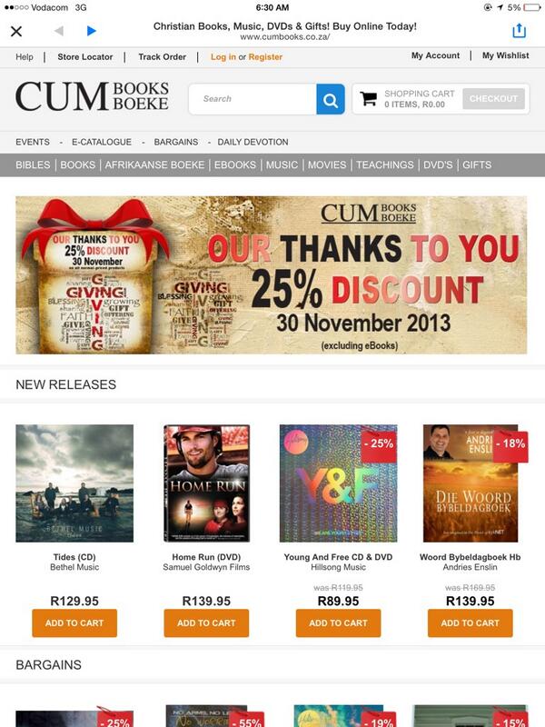 Cum Books 25% discount on all normal priced product for today only...see you in store