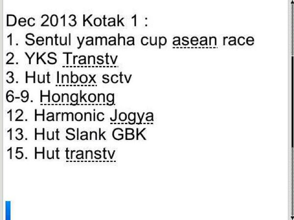Jadwal kotak dec 2013 bagian 1 cc <a href="/WarnerMusicID/">WarnerMusicID</a>