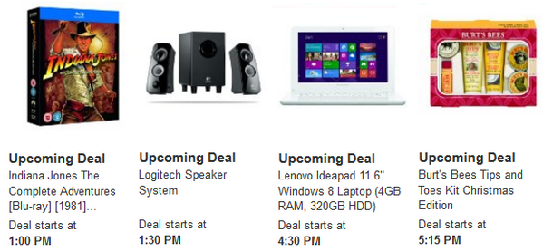 AmazonUK's tweet photo. Wondering what #BlackFriday Reloaded #LightningDeals we've got coming up later today? Here's a taster... http://t.co/yEwuam6byE