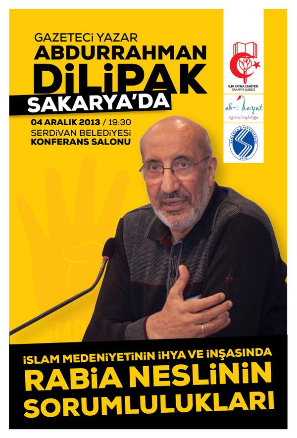 <a href="/aDilipak/">Abdurrahman Dilipak</a> Hocamız 4 aralık günü Sakarya'ya gelecekmiş.Kaçırır mıyız hiç?