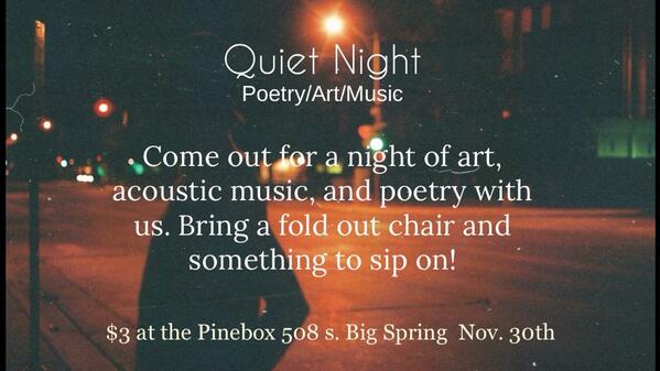 pnbxcllctv's tweet photo. TONIGHT! We're having our first art/poetry/acoustic show! Come hang out with us and support some local/regional acts http://t.co/jlFaqwDu5V