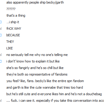 // someone finally explained becky/garth to me