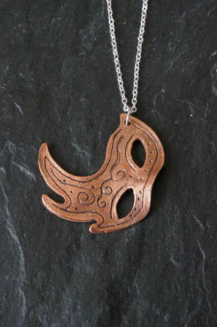 NickyBrough's tweet image. #todayimade this copper clay mask pendant!