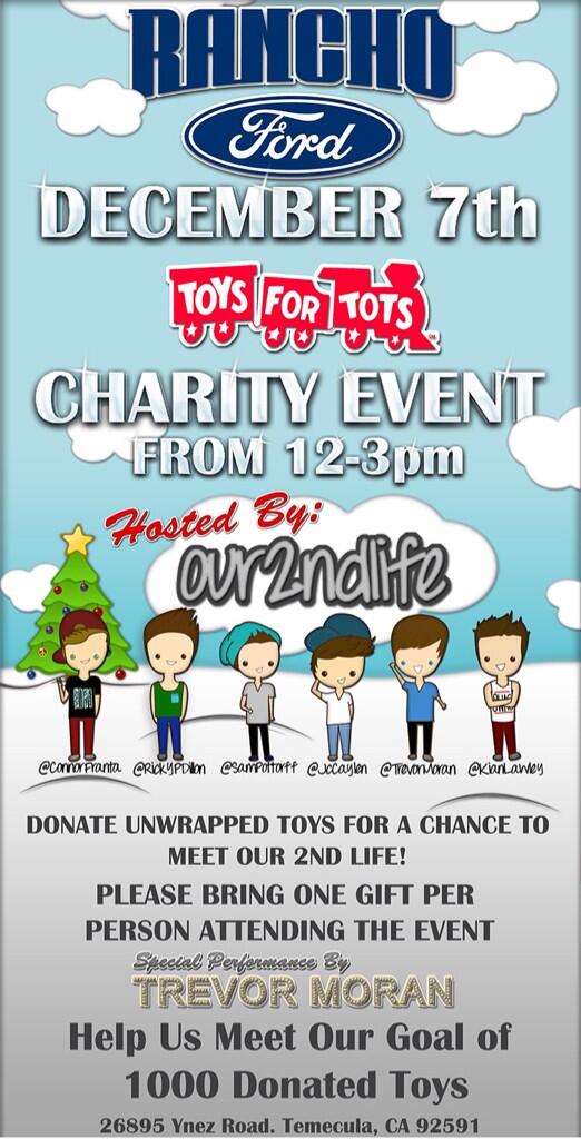 Everyone come to this charity event in Temecula on Dec 7! I'll be there hosting w/ O2L! Bring a new toy & you're in!