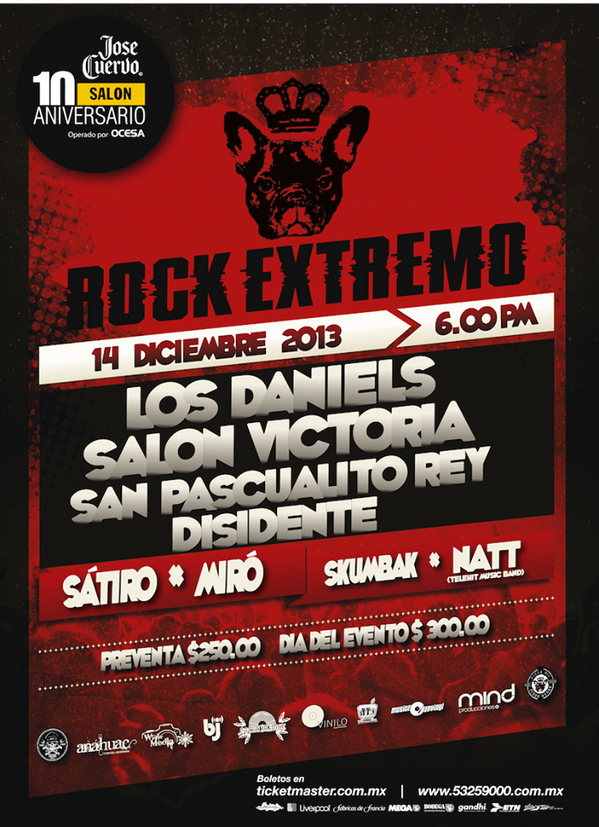 RockDelMundo's tweet photo. - @RockExtremoMx / @sanpascualitor @losdaniels @mirorockon @Disidenterock / 14 De Diciembre / 18:00 / @CuervoSalon http://t.co/fRUjEkUrgB
