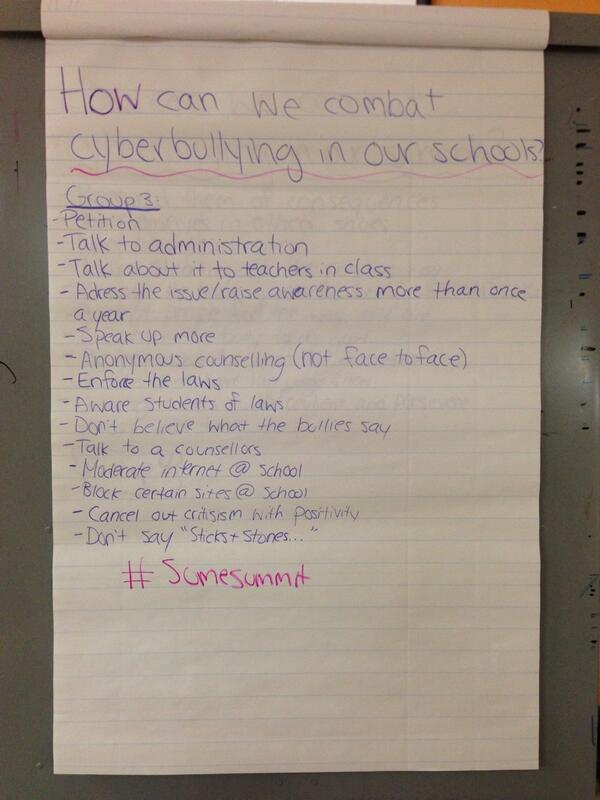 SoMe4Change's tweet photo. Here are ideas that group 3 came up with to combat cyberbullying in schools during the "turn down the dial" session! http://t.co/KuOsKeAlGq