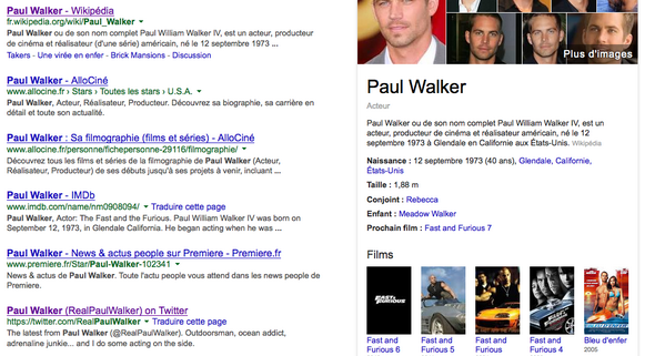 PaulAveline's tweet image. Visiblement, Google n'a pas encore enregistré que Paul Walker était mort. #notfast