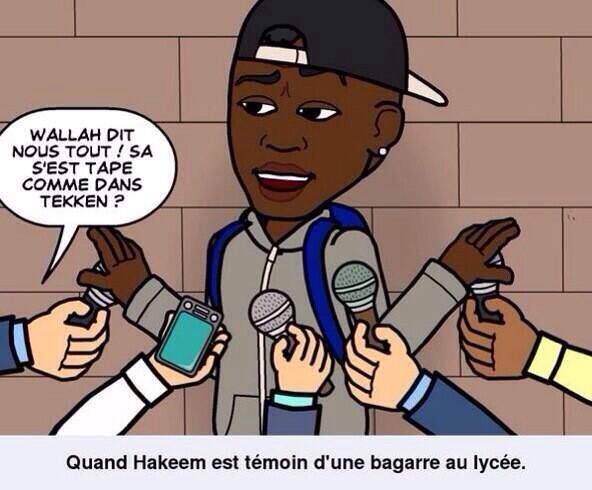 PerlesBitstrips's tweet image. Vaquant t'es témoin d'une bagarre au lycée #bitstrip