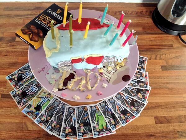 eagling01's tweet photo. I am such a lucky Daddy !! Lucy made me a camper van cake, collected Newcastle cards and got me Guinness choc xx http://t.co/1ijzldNoaJ