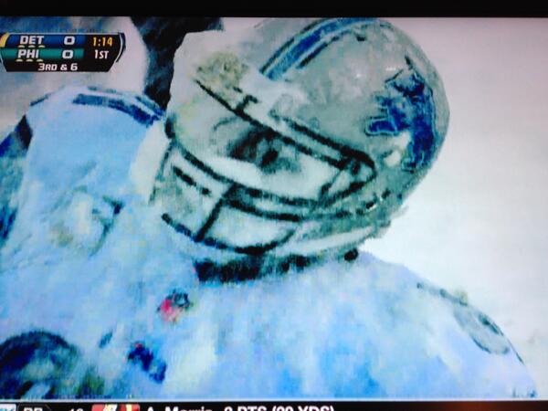 espn's tweet image. Calvin Johnson has a new nickname: Abominable Snowman.  (via @WillBrinson)