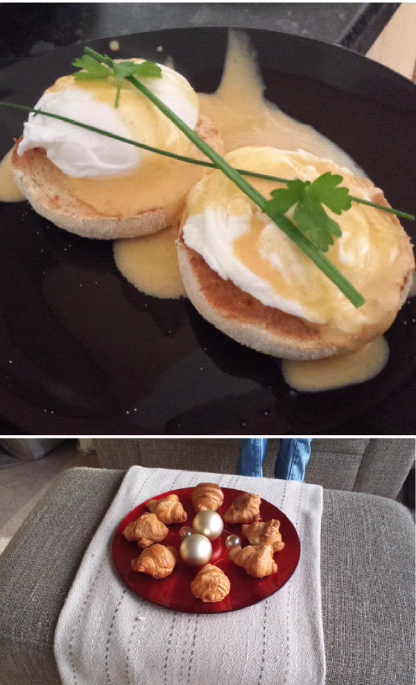 PopseyPancholi's tweet photo. Home-made hollandaise, poached eggs &amp; cranberry jam-filled croissants @monicapancholi @SPancholi91 @Modioso @J4ATN http://t.co/4y6ayboGEc