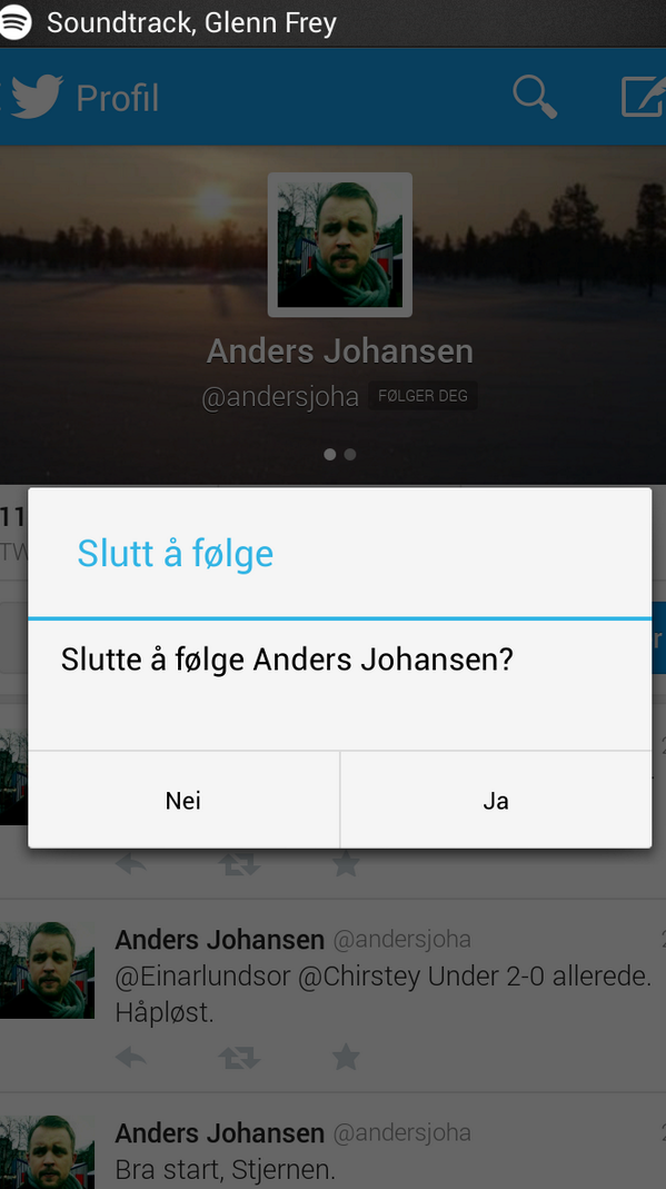 iriskvamseng's tweet photo. @andersjoha JA. Nok fotballsnakk. No hard feelings man ;) http://t.co/8MGgeYhANK