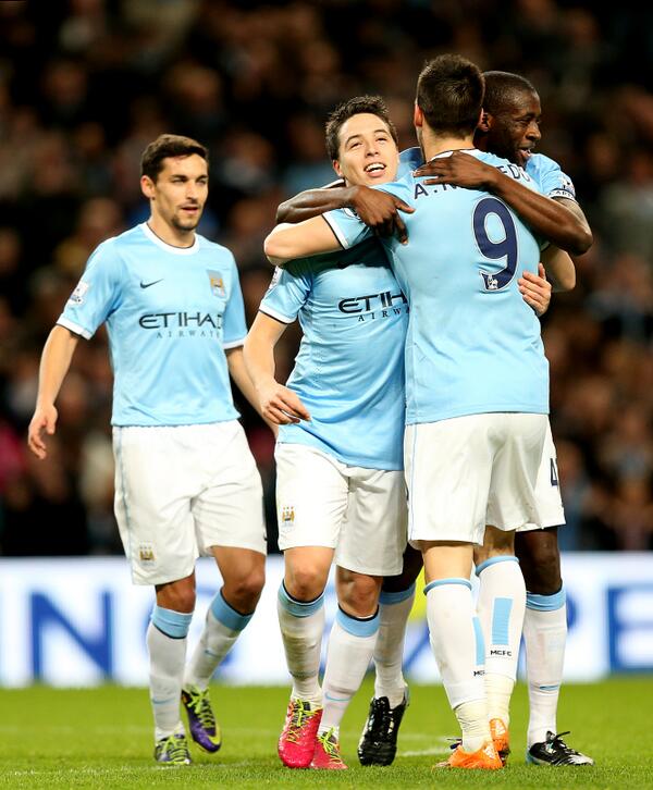 ManCity's tweet photo. FULL TIME: City 3-0 Swansea. A @SamirNasri19 double following a @_AlvaroNegredo_ blockbuster #cityvswansea #mcfc http://t.co/jAPqslYcbU