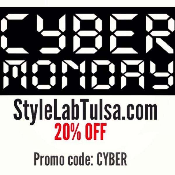 StyleLabTulsa's tweet image. Cyber Monday Sale runs 12am-11:59pm Tomorrow! Use code: CYBER for 20% off your ENTIRE order! stylelabtulsa.com