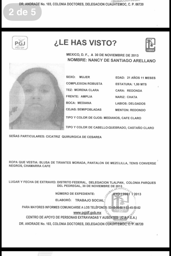 elizamarmar's tweet photo. @889manero URGE!! Localizar a NANCY DE SANTIAGO ARELLANO 21 años desapareció 30/11/12 Del.Tlalpan RT http://t.co/z5vMUVYBl5