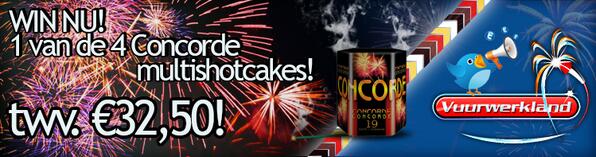 WIN GRATIS VUURWERK! Maak kans op 1 van de 4 Concorde sierbatterijen t.w.v. € 32.50! Volg @vuurwerklandstb en RT!