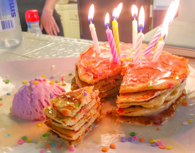 My friends get spoiled on their birthdays! Cake batter pancakes! #Skills #food #foodie  #yummy #delicious