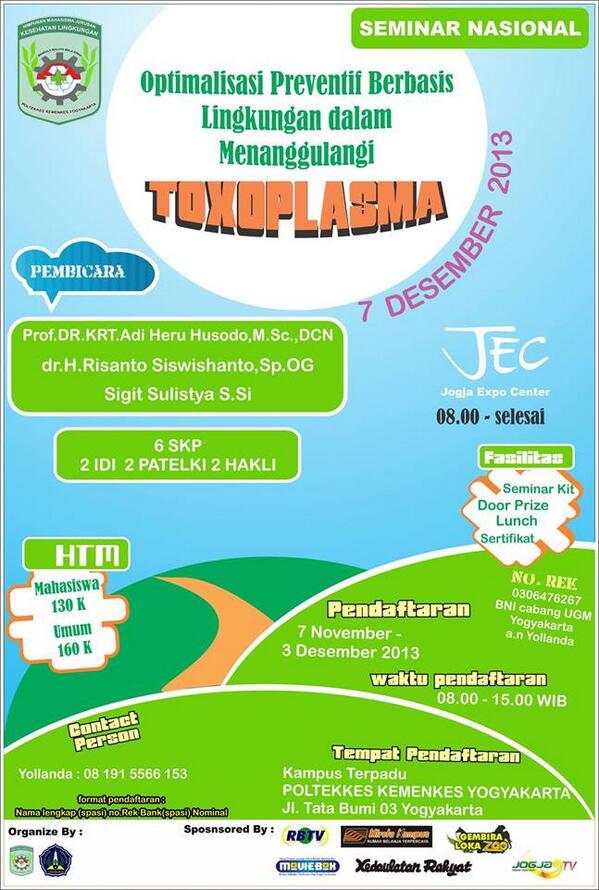 LLaquilla's tweet photo. Seminar Nasional Optimalisasi Preventf Berbasis Lingkungan dalam Menanggulangi Toxoplasma http://t.co/IFTQoK2w5o