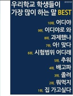 spo_kr's tweet photo. ‘우리학교 학생들이 가장 많이 하는 말’이라고돌던데...1위~4위는 깐따삐아에서도 통용되지 싶음. 8위를 “기소했냐?” “야근하냐?, 또?”로 바꾸어 봅니다. https://t.co/F1Ax45j2th http://t.co/dk0wbGKMJT