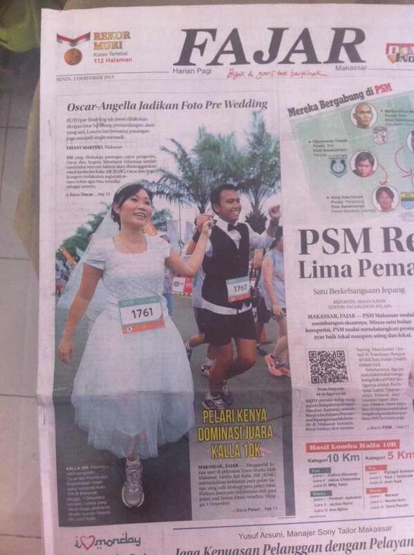 Oscar-Angella jadika foto prewedding di #Kalla10K minggu pagi kemarin :3
#FasterBetter