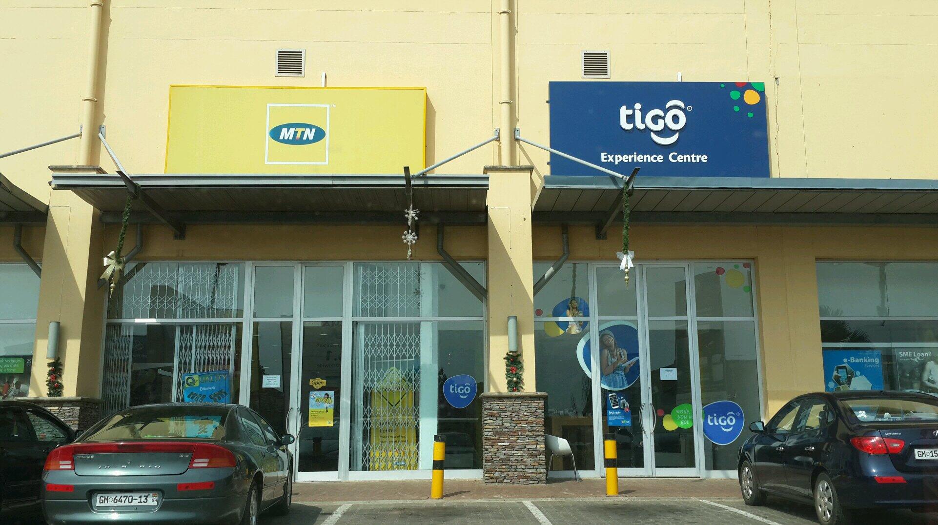 Tigo and MTN shops at the mall