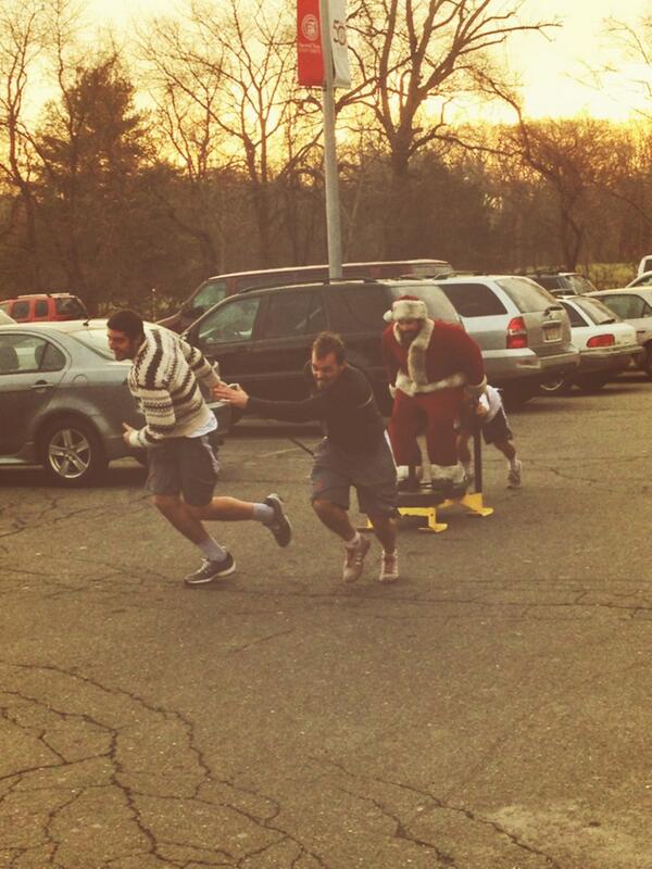 Santa on his Christmas sleigh! @Inside_Lacrosse #christmaslift