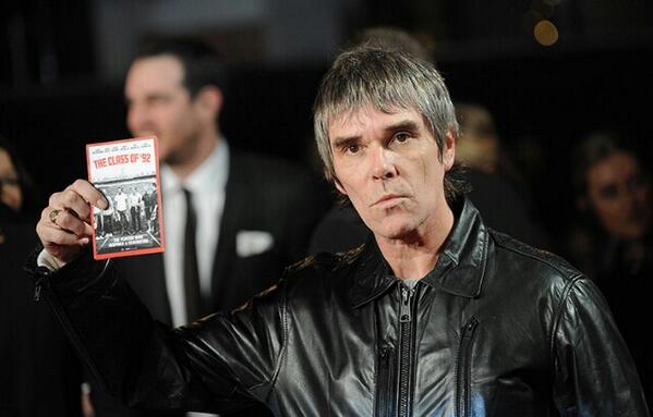 unitedarmyfc's tweet photo. [Pic] Ian Brown, The Stone Roses vocalist, at Class of 92 premier. http://t.co/DTDFadKctQ