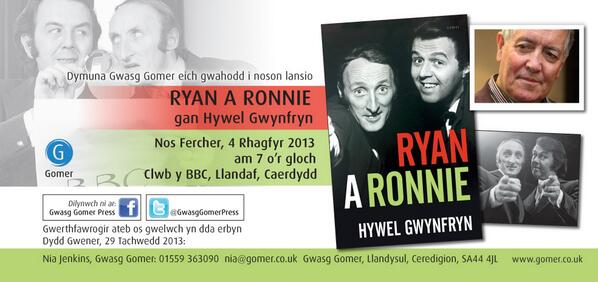 <a href="/hywelgwynfryn/">hywel gwynfryn</a> yn lansio cofiant #RyanaRonnie nos Fercher 4 Rhagfyr Clwb y BBC #Caerdydd <a href="/PoblCaerdydd/">Pobl Caerdydd</a> <a href="/HoffiDarllen/">Hoffi Darllen</a>