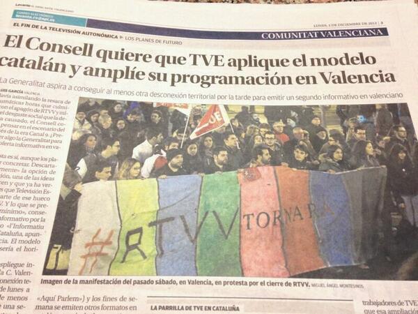 JaumeICastigaor's tweet photo. Ja no ens alimenten molles. No volem TVE. Volem RTVV valenciana, pública, plural, de qualitat e en valencià http://t.co/qX0G19USg7
