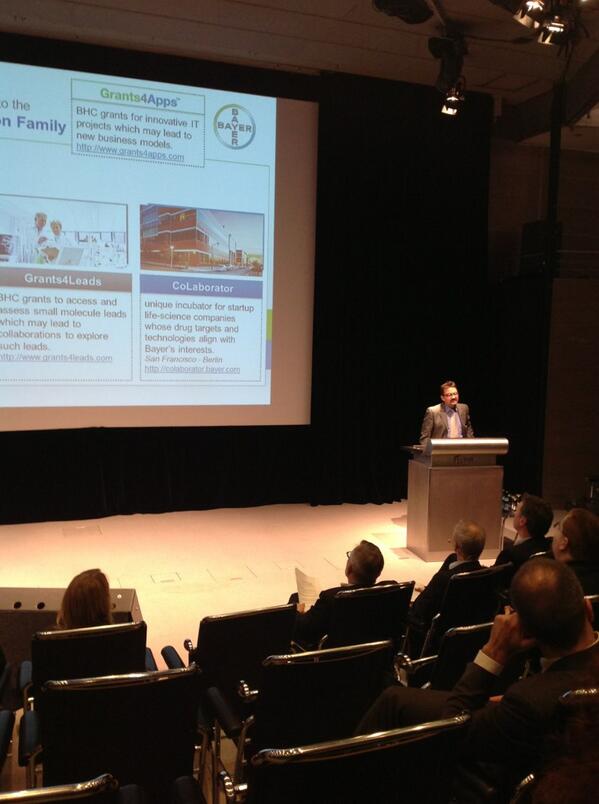 BayerPharma's tweet photo. BHC's Jesus del Valle presenting BHC Open #Innovation Family at NRW innovates Healthcare meetup @grants4apps http://t.co/xXtb5KHeyt