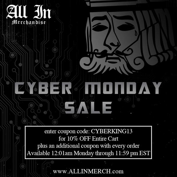 All In Merch - Cyber Monday Sale! 10% off everything in store allinmerch.com <a href="/allinmerch/">All In Merchandise</a>