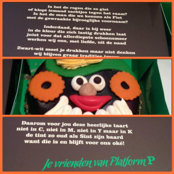 FlynthBreda's tweet photo. Hoor de wind waait door de bomen! #Zwartepiet @maartenppb #PlatformP dank voor deze heerlijke taart! #Sinterklaas http://t.co/ynJw4ecUET