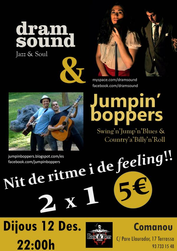 DramSound's tweet image. El proper dijous 12 de desembre tindrà lloc un concert DOBLE al Comanou Bar. No us el podeu perdre! Us hi esperem!!