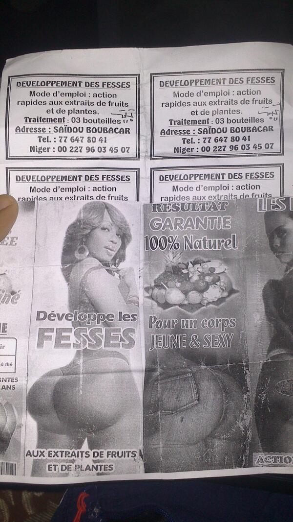 bambylune's tweet image. Flyer dun exposant à la #Fidak produit pour augmenter le volume des fesses #kebetu