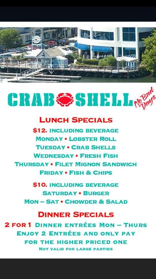 TheCrabShell's tweet image. Sick of leftovers already? Stop by for lunch specials!