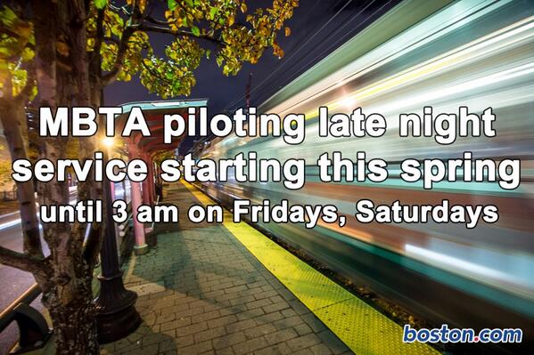 abtran's tweet photo. MBTA to start late-night weekend service in 2014 http://t.co/2uWMbLM17Q http://t.co/WI00t3KtA7