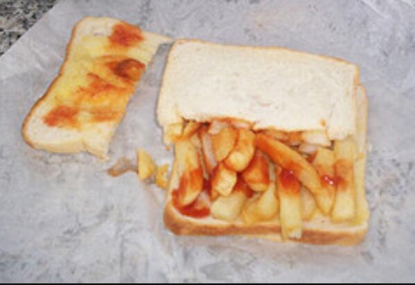 HueyChef's tweet photo. @taste_team Huey's Recipe Of The Day: Chip Sandwich. White bread, hot chips and my twist: sambal oelek. HaHaHa Cheers http://t.co/JpieXrDCj0