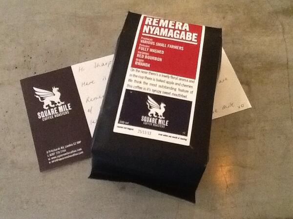 Nice surprise from <a href="/squaremile/">Square Mile Coffee</a>. Thanks!